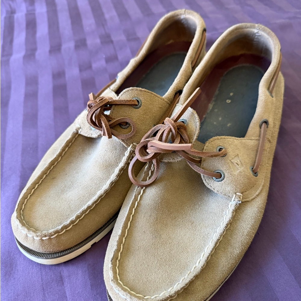 Men's Sperry Suede Boat Shoes in Tan